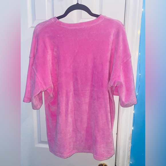 Missguided x Sean John Pink Velour Suede Oversized tee t-shirt - Picture 6 of 8